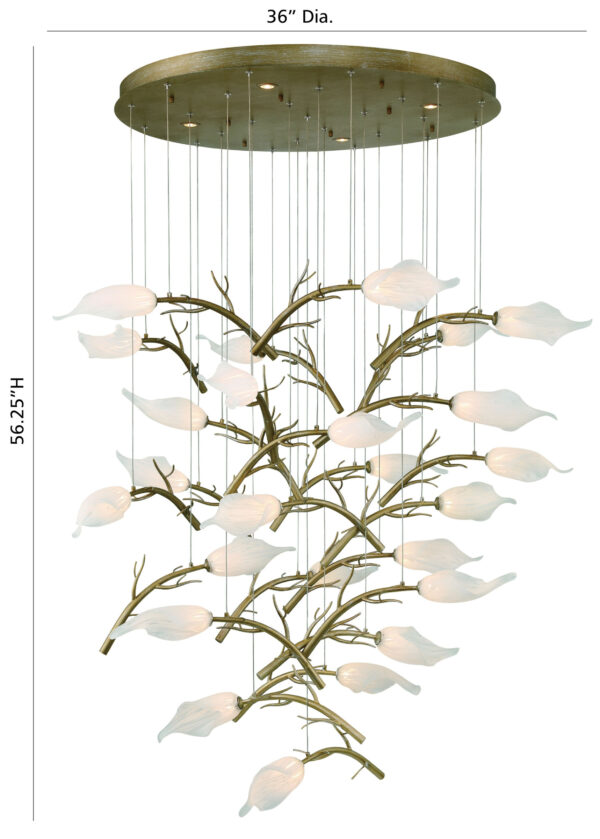 Eurofase Matera, Chandelier, 25-Light, 56", Antique Gold, White Glass – Eurofase Chandeliers