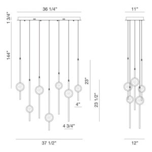 Eurofase Barletta, Chandelier , 12-Light, 38", Gold-Black Mix – Eurofase Chandeliers