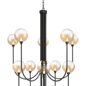 Eurofase Iissa, Chandelier, 10-Light, 40", Matte Black, Amber Glass – Eurofase Chandeliers