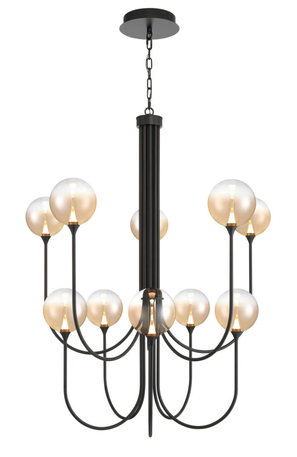 Eurofase Iissa, Chandelier, 10-Light, 40", Matte Black, Amber Glass – Eurofase Chandeliers