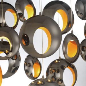 Eurofase Arlington, Chandelier, 19-Light, 51", Chrome Black, Gold Steel – Eurofase Chandeliers