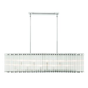 Eurofase Glasbury, Chandelier, 10-Light, 52", Polished Nickel, Ribbed Glass – Eurofase Chandeliers