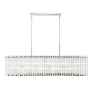 Eurofase Glasbury, Chandelier, 10-Light, 52", Polished Nickel, Ribbed Glass – Eurofase Chandeliers