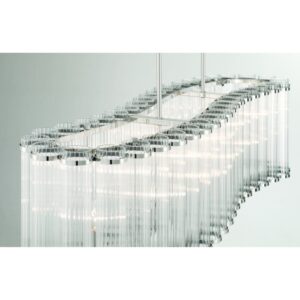 Eurofase Glasbury, Chandelier, 10-Light, 52", Polished Nickel, Ribbed Glass – Eurofase Chandeliers