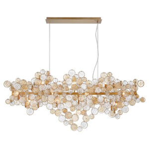 Eurofase Trento, Chandelier, 15-Light, 56", Gold, Amber Glass – Eurofase Chandeliers