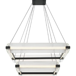 Eurofase Neoness, Chandelier, 8-Light, 34", Matte Black, Clear Glass – Eurofase Chandeliers