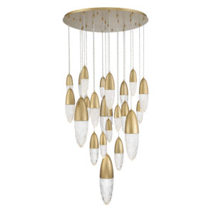 Eurofase Ecrou, Chandelier, 22-Light, 40", Satin Gold Paint, Clear Glass – Eurofase Chandeliers