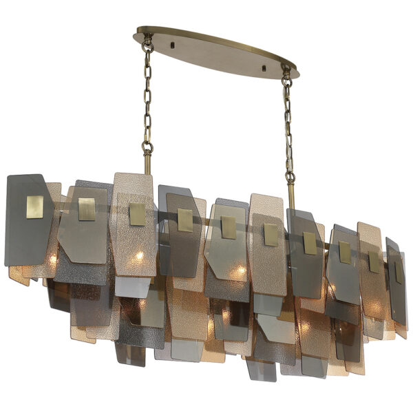 Eurofase Cocolina, Chandelier, 11-Light, 48", Brushed Brass, Mixed Glass – Eurofase Chandeliers