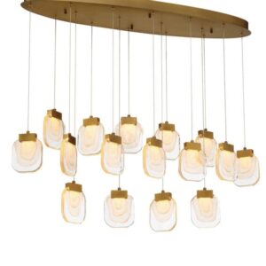 Eurofase Paget, Chandelier, 16-Light, 44", Matte Gold, Clear Glass – Eurofase Chandeliers